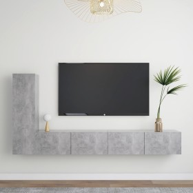 TV living room furniture set 3 pieces concrete gray engineered wood by vidaXL, TV Furniture - Ref: Foro24-3079095, Price: 150...