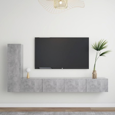 TV-Wohnzimmermöbel-Set, 3-teilig, Betongrau, Holzwerkstoff von vidaXL, TV-Möbel - Ref: Foro24-3079095, Preis: 150,74 €, Rabat...