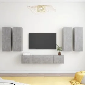 Set muebles de salón TV 6 pzas madera ingeniería gris hormigón de vidaXL, Muebles TV - Ref: Foro24-3079100, Precio: 262,61 €,...