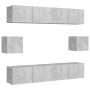 Betongraues 6-teiliges Wohnzimmermöbelset von vidaXL, TV-Möbel - Ref: Foro24-3079103, Preis: 190,39 €, Rabatt: %
