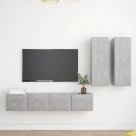 Set muebles de salón TV 4 pzas madera ingeniería gris hormigón de vidaXL, Muebles TV - Ref: Foro24-3079106, Precio: 165,56 €,...