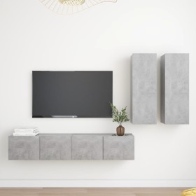 TV living room furniture set 4 pieces concrete gray engineered wood by vidaXL, TV Furniture - Ref: Foro24-3079106, Price: 170...