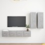 TV-Wohnzimmermöbel-Set, 4-teilig, Betongrau, Holzwerkstoff von vidaXL, TV-Möbel - Ref: Foro24-3079106, Preis: 170,61 €, Rabat...