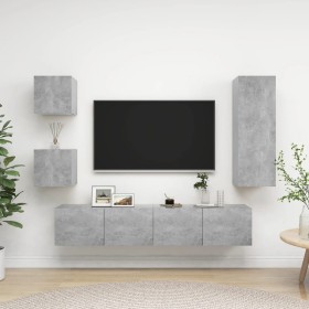 Set muebles de salón TV 5 pzas madera ingeniería gris hormigón de vidaXL, Muebles TV - Ref: Foro24-3079116, Precio: 160,72 €,...
