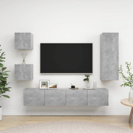 Set muebles de salón TV 5 pzas madera ingeniería gris hormigón de vidaXL, Muebles TV - Ref: Foro24-3079116, Precio: 160,72 €,...