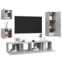 Set muebles de salón TV 5 pzas madera ingeniería gris hormigón de vidaXL, Muebles TV - Ref: Foro24-3079116, Precio: 160,72 €,...