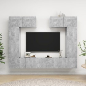 Set muebles de salón TV 6 pzas madera ingeniería gris hormigón de vidaXL, Muebles TV - Ref: Foro24-3079119, Precio: 266,02 €,...