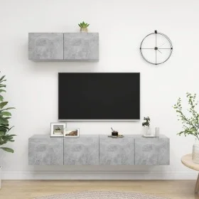 3-piece living room furniture set in gray concrete engineered wood by vidaXL, TV Furniture - Ref: Foro24-3079121, Price: 105,...