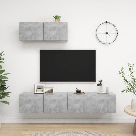 3 Stück Holzwerkstoff Wohnzimmermöbel Set Beton Grau von vidaXL, TV-Möbel - Ref: Foro24-3079121, Preis: 114,41 €, Rabatt: %