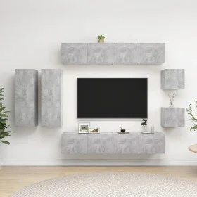 Set muebles de salón TV 8 pzas madera ingeniería gris hormigón de vidaXL, Muebles TV - Ref: Foro24-3079125, Precio: 270,41 €,...