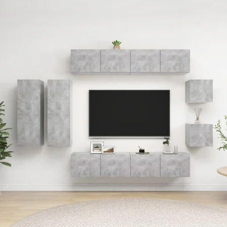 TV living room furniture set 8 pieces concrete gray engineered wood by vidaXL, TV Furniture - Ref: Foro24-3079125, Price: 274...