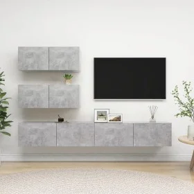 Wohnzimmermöbel-Set TV 4-teilig aus grauem Beton-Ingenieurholz von vidaXL, TV-Möbel - Ref: Foro24-3079131, Preis: 164,91 €, R...