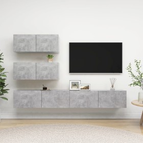 Wohnzimmermöbel-Set TV 4-teilig aus grauem Beton-Ingenieurholz von vidaXL, TV-Möbel - Ref: Foro24-3079131, Preis: 171,26 €, R...