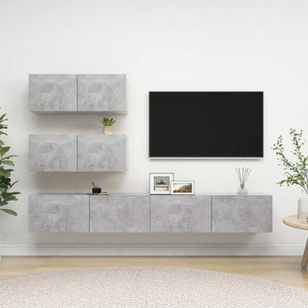 Wohnzimmermöbel-Set TV 4-teilig aus grauem Beton-Ingenieurholz von vidaXL, TV-Möbel - Ref: Foro24-3079131, Preis: 166,73 €, R...