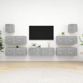 Wohnzimmermöbel-Set 7-teilig betongraues Holzwerkstoff von vidaXL, TV-Möbel - Ref: Foro24-3079133, Preis: 225,96 €, Rabatt: %