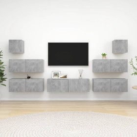 Wohnzimmermöbel-Set 7-teilig betongraues Holzwerkstoff von vidaXL, TV-Möbel - Ref: Foro24-3079133, Preis: 235,64 €, Rabatt: %