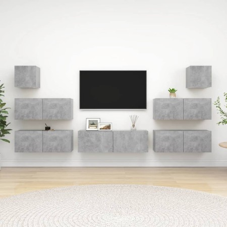 Set de muebles de salón 7 pzas madera ingeniería gris hormigón de vidaXL, Muebles TV - Ref: Foro24-3079133, Precio: 235,60 €,...