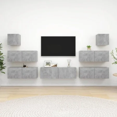 Wohnzimmermöbel-Set 7-teilig betongraues Holzwerkstoff von vidaXL, TV-Möbel - Ref: Foro24-3079133, Preis: 225,96 €, Rabatt: %