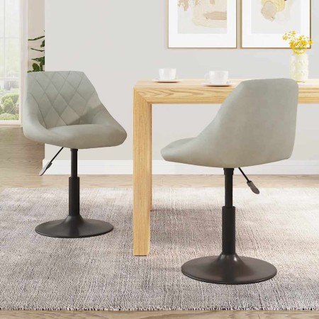 Sillas de comedor giratorias 2 uds de terciopelo gris claro