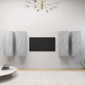 Living room furniture set 4 pieces concrete gray 30.5x30x90 cm by vidaXL, TV Furniture - Ref: Foro24-3079161, Price: 206,33 €...