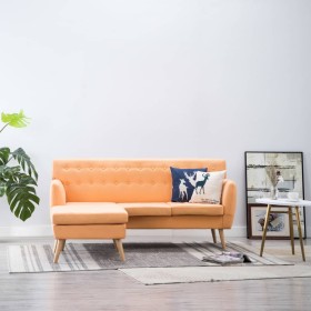 Sofá con forma de L tapizado tela naranja 171,5x138x81,5 cm