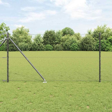 Reja con postes Gris 1.4 x 50 m Acero recubierto de PVC