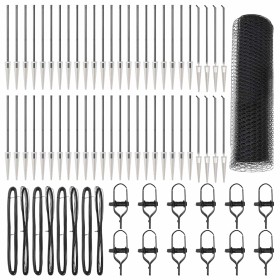 Reja con postes Gris 0.5 x 100 m Acero recubierto de PVC