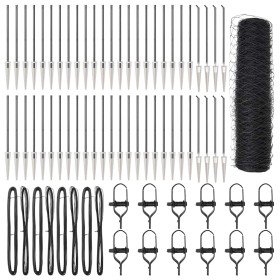 Reja con postes Gris 0.5 x 100 m Acero recubierto de PVC