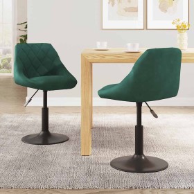 Sillas de comedor giratorias 2 unidades terciopelo verde oscuro