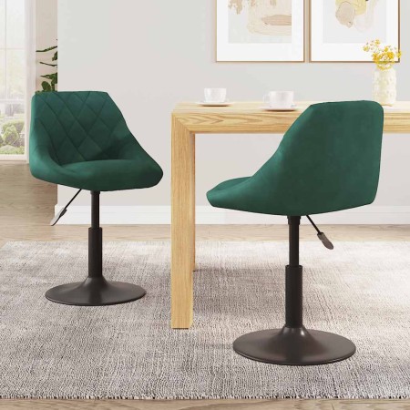 Sillas de comedor giratorias 2 unidades terciopelo verde oscuro