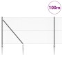 Reja con postes Gris 1 x 100 m Acero recubierto de PVC