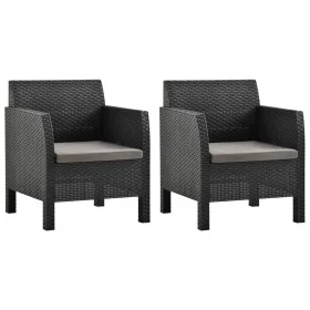 Gartenstühle mit Kissen 2 Stück PP Rattan Anthrazitgrau von vidaXL, Gartenstühle - Ref: Foro24-3079666, Preis: 180,30 €, Raba...