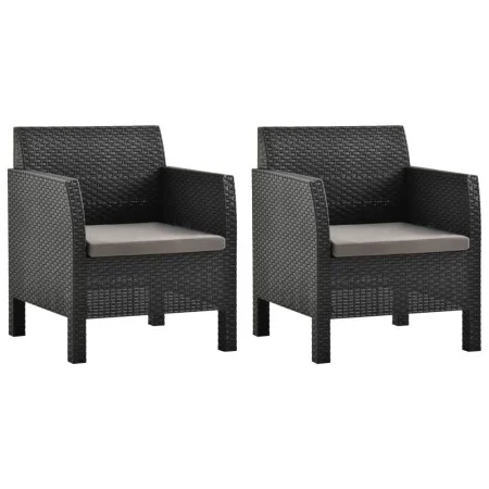 Garden chairs with cushions 2 units PP rattan anthracite gray by vidaXL, Garden chairs - Ref: Foro24-3079666, Price: 180,30 €...