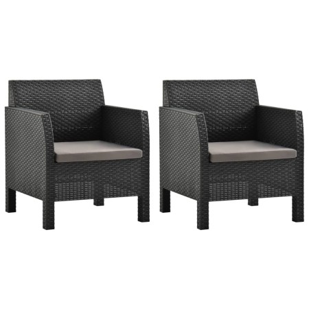 Gartenstühle mit Kissen 2 Stück PP Rattan Anthrazitgrau von vidaXL, Gartenstühle - Ref: Foro24-3079666, Preis: 183,35 €, Raba...
