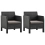 Garden chairs with cushions 2 units PP rattan anthracite gray by vidaXL, Garden chairs - Ref: Foro24-3079666, Price: 183,35 €...