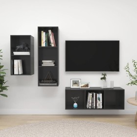 Wohnzimmermöbel 3-teilig, glänzend graues Holzwerkstoff von vidaXL, TV-Möbel - Ref: Foro24-3079735, Preis: 135,07 €, Rabatt: %