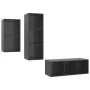 Muebles de salón 3 piezas madera de ingeniería gris brillo de vidaXL, Muebles TV - Ref: Foro24-3079735, Precio: 133,45 €, Des...