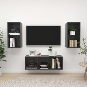 Wohnzimmermöbel, 3-teilig, graues Holzwerkstoff mit Glanz von vidaXL, TV-Möbel - Ref: Foro24-3079744, Preis: 122,52 €, Rabatt: %