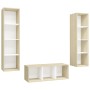 Muebles de salón 3 pzas madera ingeniería blanco y roble Sonoma de vidaXL, Muebles TV - Ref: Foro24-3079759, Precio: 176,58 €...