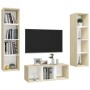 Muebles de salón 3 pzas madera ingeniería blanco y roble Sonoma de vidaXL, Muebles TV - Ref: Foro24-3079759, Precio: 176,58 €...