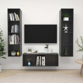 Wohnzimmermöbel 3 Stück graues Holzwerkstoff mit Glanz von vidaXL, TV-Möbel - Ref: Foro24-3079762, Preis: 169,58 €, Rabatt: %