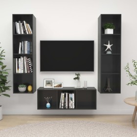 Wohnzimmermöbel 3 Stück graues Holzwerkstoff mit Glanz von vidaXL, TV-Möbel - Ref: Foro24-3079762, Preis: 171,66 €, Rabatt: %
