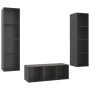 Muebles de salón 3 piezas madera de ingeniería gris con brillo de vidaXL, Muebles TV - Ref: Foro24-3079762, Precio: 171,51 €