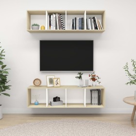 Living room furniture wall 2 units white and Sonoma oak by vidaXL, TV Furniture - Ref: Foro24-3079786, Price: 128,62 €, Disco...