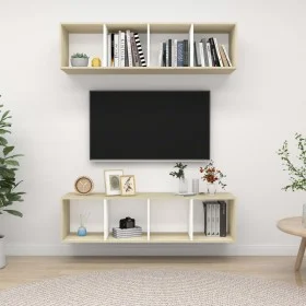 Muebles de salón de pared 2 uds blanco y roble Sonoma de vidaXL, Muebles TV - Ref: Foro24-3079786, Precio: 126,94 €, Descuent...