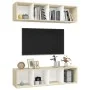 Wohnzimmermöbelwand 2 Einheiten weiß und Sonoma-Eiche von vidaXL, TV-Möbel - Ref: Foro24-3079786, Preis: 126,74 €, Rabatt: %