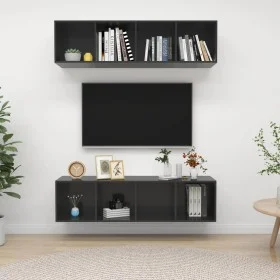 Wand-Wohnzimmermöbel, 2 Stück, glänzend graues Holzwerkstoff von vidaXL, TV-Möbel - Ref: Foro24-3079789, Preis: 121,63 €, Rab...