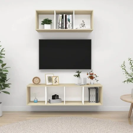 Wohnzimmermöbel 2 Stk. Holzwerkstoff weiß und Sonoma Eiche von vidaXL, TV-Möbel - Ref: Foro24-3079795, Preis: 113,05 €, Rabat...