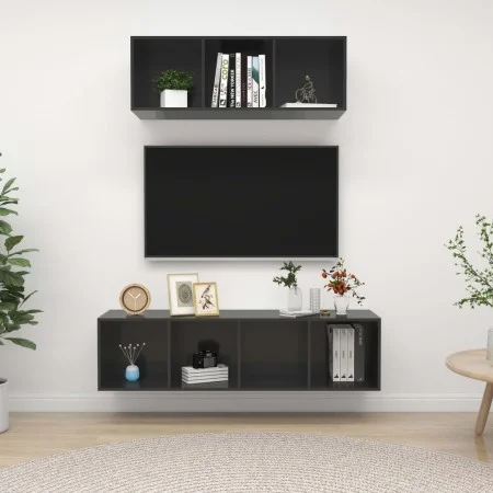 Living room furniture 2 pieces glossy gray engineered wood by vidaXL, TV Furniture - Ref: Foro24-3079798, Price: 109,95 €, Di...