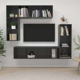Wohnzimmermöbel 4-teilig, glänzend graues Holzwerkstoff von vidaXL, TV-Möbel - Ref: Foro24-3079825, Preis: 205,17 €, Rabatt: %